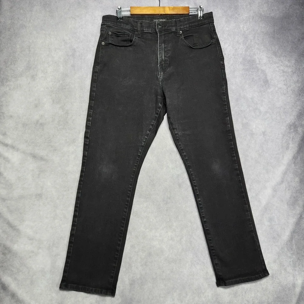 Lucky Brand 410 Athletic Straight Black Denim Jeans Men's‎ 34x30 Stretch